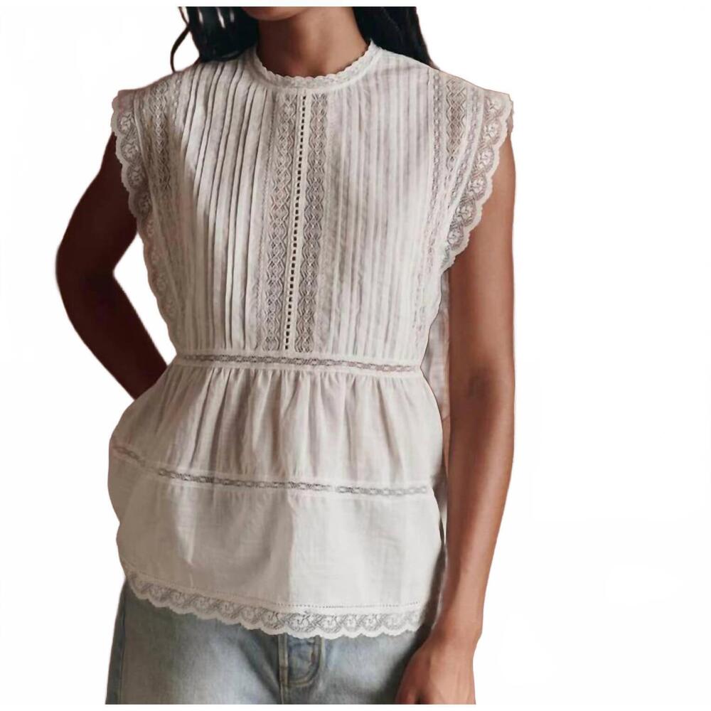 NEW THE GREAT. the sonnet top in white